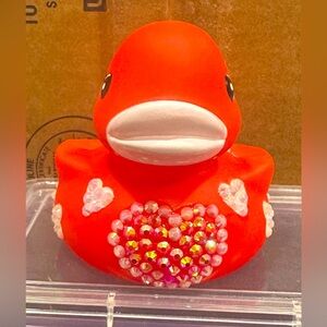 Valentines Red White Heart Rubber Duck Bling Rhinestone Jeep Cruise Cheer